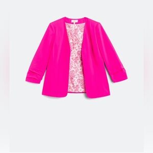 Skies Are Blue pink collarless Blazer with Floral Lining
